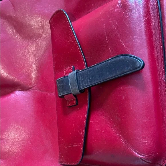 Tumi Red and Brown Leather Bag - Picture 5 of 5